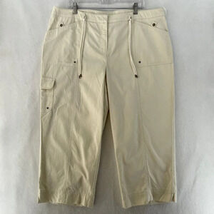 Jones New York Capri Pants Women's Sz 18 Beige Drawstring High Waist Cargo